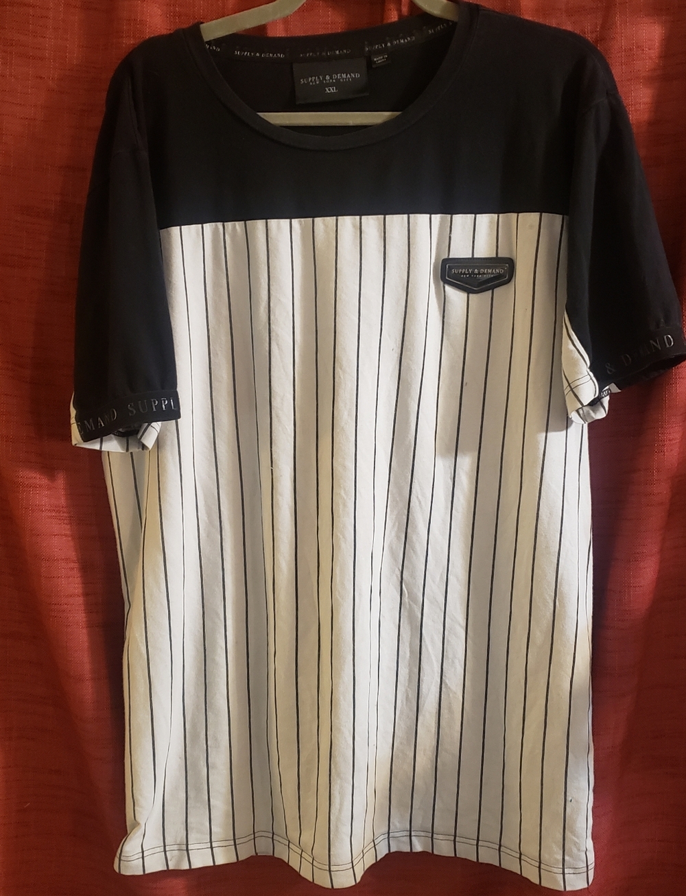 Epic Supply & Demand NYC Pinstripe Streetwear T-Shirt Black & White Men's XXL